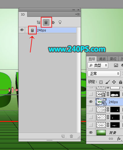 Photoshop利用3D工具制作绿色草地和岩石立体字设计教程