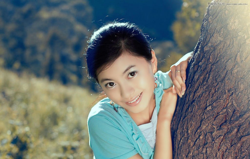 使用Photoshop调色调出通透肤色效果的外景漂亮MM人物照片