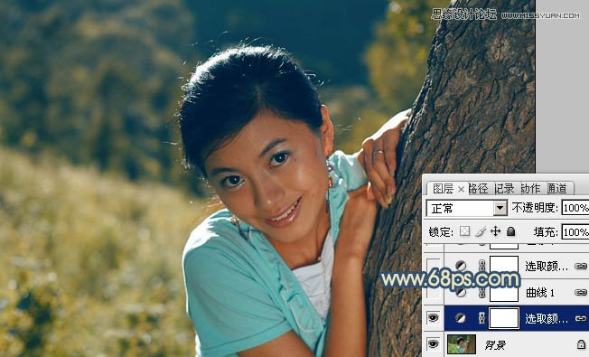 使用Photoshop调色调出通透肤色效果的外景漂亮MM人物照片