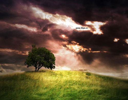 Photoshop合成乌云密布效果的草原照片制作教程