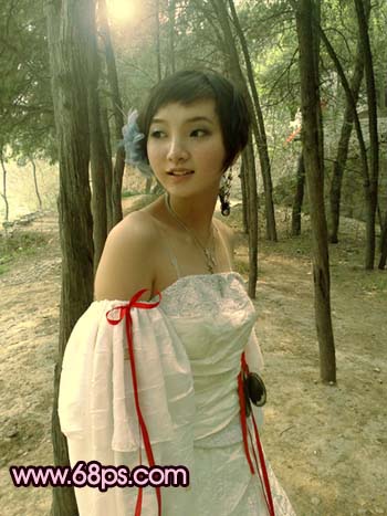 红色调配色,PS调出靓丽红色调的户外美女照片