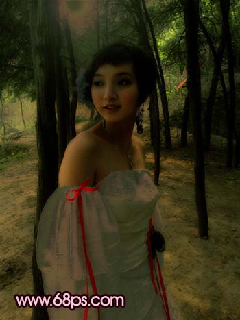 红色调配色,PS调出靓丽红色调的户外美女照片