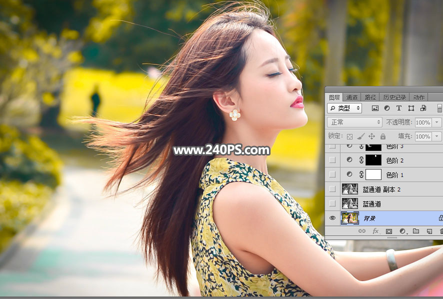Photoshop人物抠图教程:快速抠出光线不均匀的美女头发