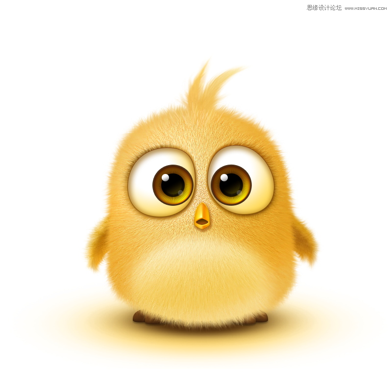 Photoshop鼠绘绘制毛茸茸的可爱小鸟图片教程