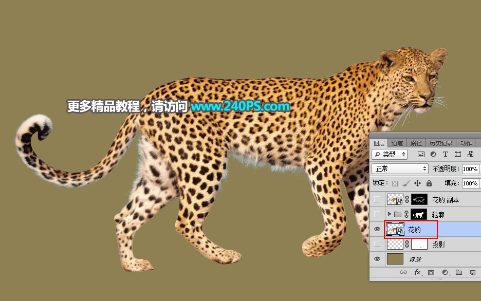 Photoshop制作花豹照片唯美二次曝光效果合成教程