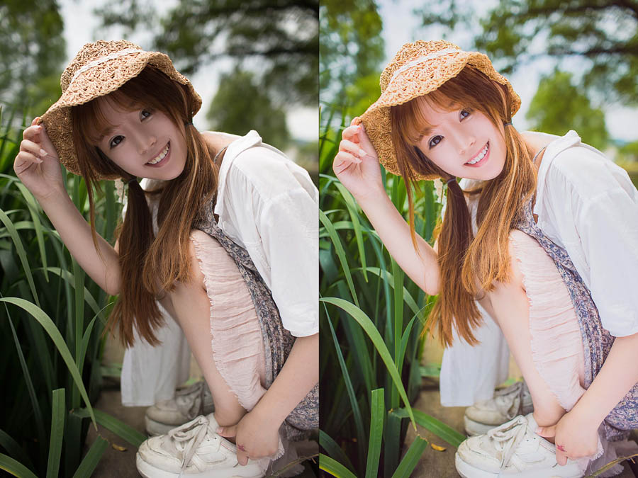 Photoshop调出甜美小清新效果外景少女照片