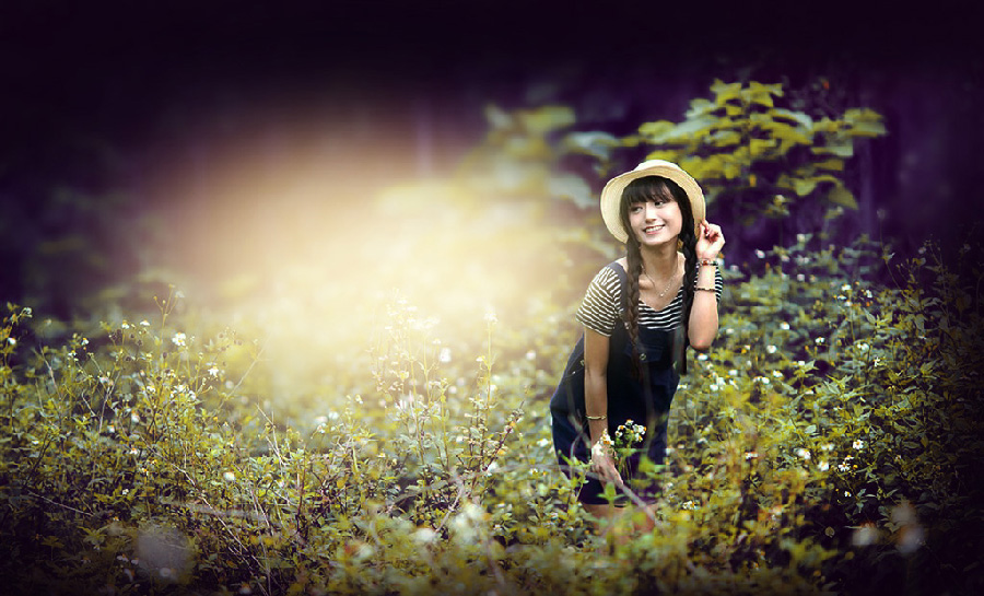 Photoshop调色给外景人像照片添加清新阳光效果教程